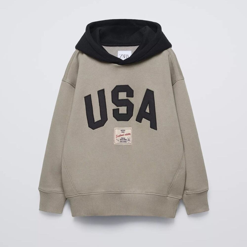 Zara USA Jogger Pullover Two Toned Hoodie Sweatshirt